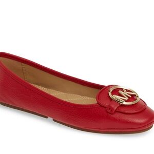 Michael Michael Kors Lillie Leather Moccasin Red Flats Loafers Size 7